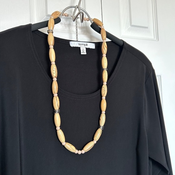 Handcrafted Wooden Beads Necklace and Coil Bracelet Set NWT - Picture 10 of 14